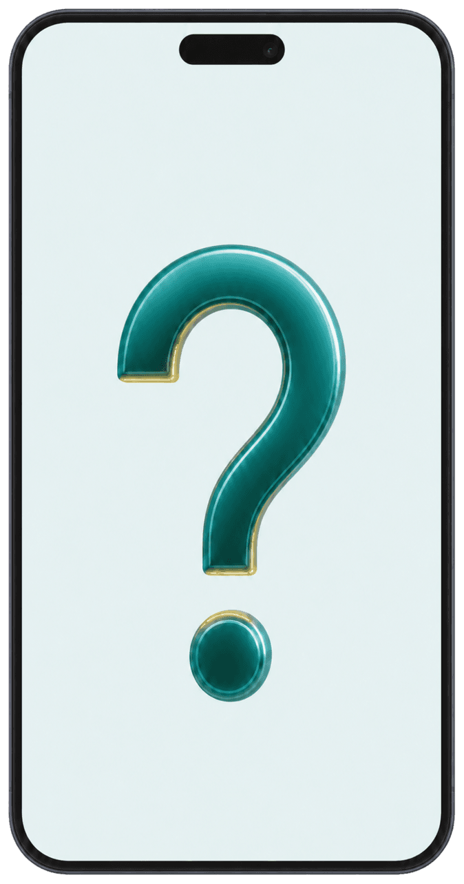 A ghostly phone with a question mark on its screen